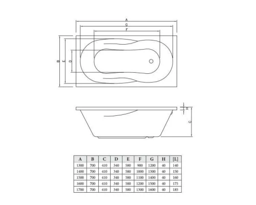Акриловая ванна 160x70 см C-Bath Vesta CBQ005004