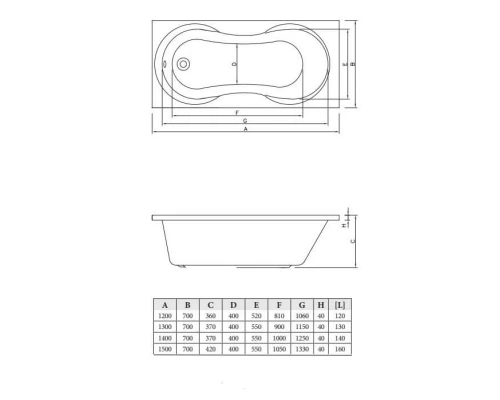 Акриловая ванна 130x70 см C-Bath Salus CBQ006002
