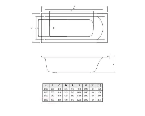 Акриловая ванна 180x80 см C-Bath Selena CBQ007004