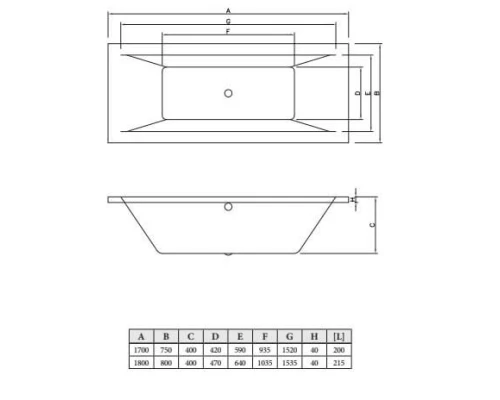 Акриловая ванна 170x75 см C-Bath Poseidon CBQ008001
