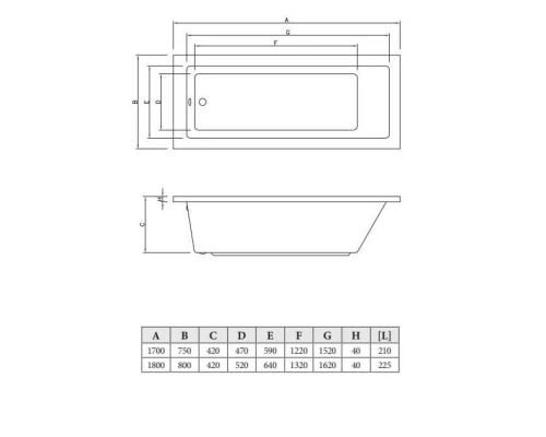 Акриловая ванна 170x75 см C-Bath Semela CBQ014001