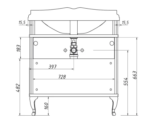 Тумба светло-серый матовый 79,4 см Caprigo Borgo 33412CH-B177