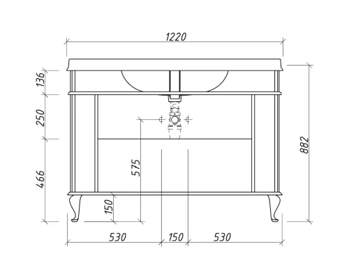 Тумба белый матовый 121 см Caprigo Fresco 10616SN-B016
