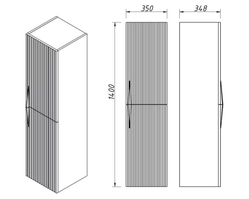 Пенал подвесной белый матовый R Caprigo Novara 35950R-TP811