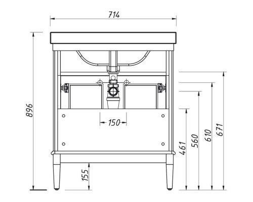 Тумба фисташковый матовый 70,3 см Caprigo Jardin 10411A-B059