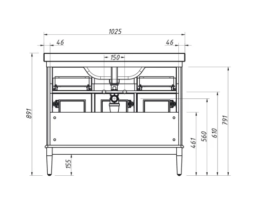 Тумба синий матовый 98 см Caprigo Jardin 10414A-B036