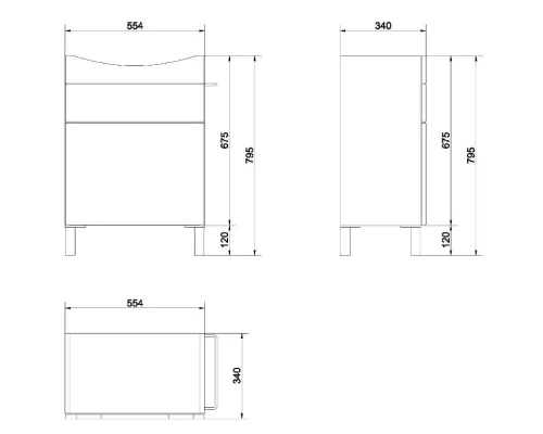 Тумба белый/ясень 55,4 см Cersanit Smart SU-SMA-CA60/WH