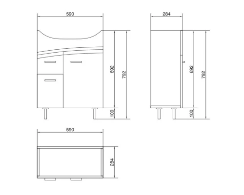 Тумба белый глянец 59 см Cersanit Erica New SU-ERN-ERI60