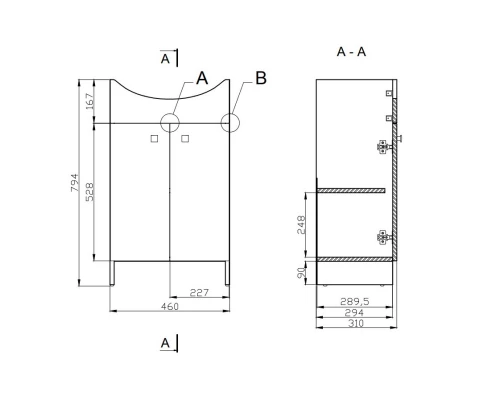 Тумба белый глянец 46 см Cersanit Sati SU-SAT-CE50-DSM