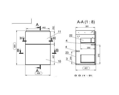 Тумба серый/ясень 49,8 см Cersanit Smart SU-SMA-CO50/Gr