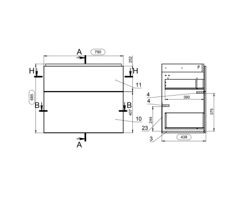 Тумба серый/ясень 79 см Cersanit Smart SU-SMA-CO80/Gr