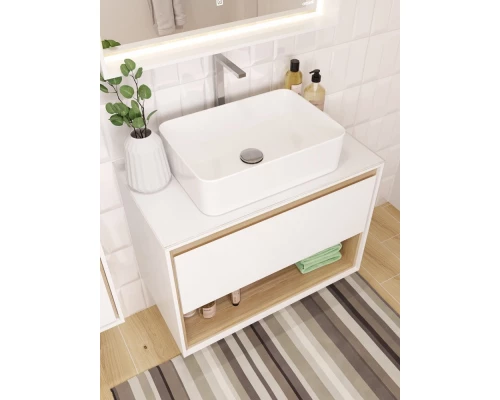 Тумба белый глянец/дуб 80 см Cersanit Louna SZ-LOU80-BL/Wh