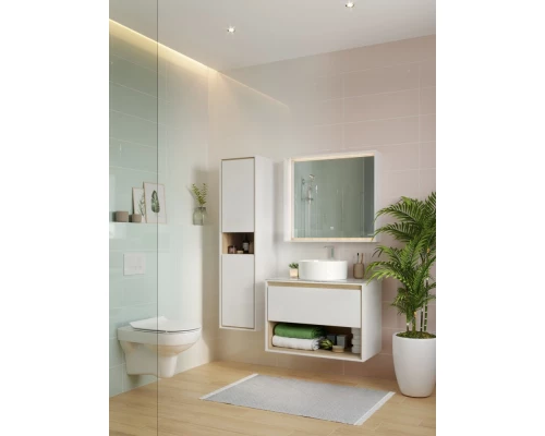 Тумба белый глянец/дуб 80 см Cersanit Louna SZ-LOU80-BL/Wh