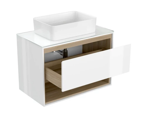 Тумба белый глянец/дуб 80 см Cersanit Louna SZ-LOU80-BL/Wh