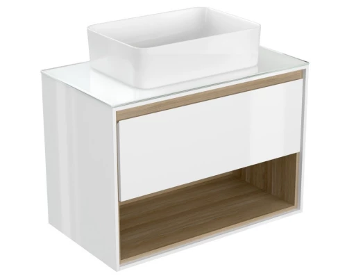 Тумба белый глянец/дуб 80 см Cersanit Louna SZ-LOU80-BL/Wh