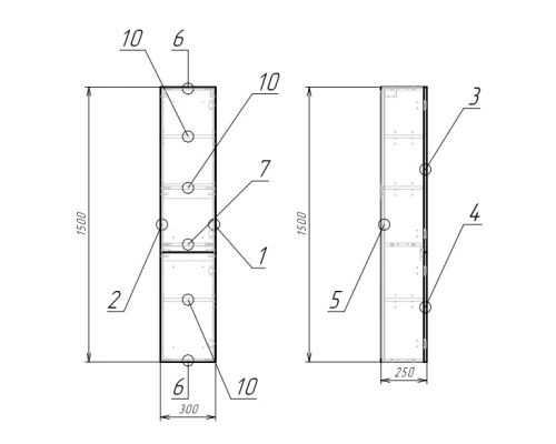 Пенал подвесной белый глянец L/R Cersanit Lara SL-LAR/Wh