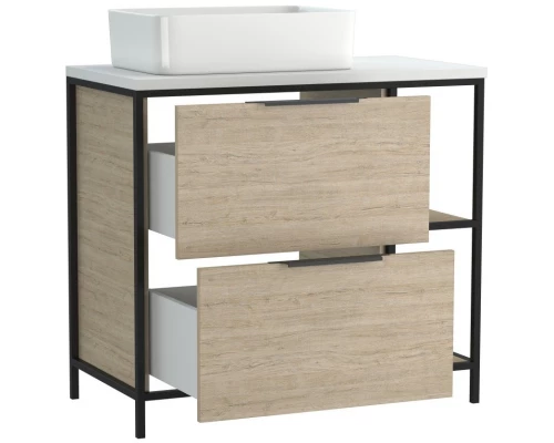 Тумба дуб/черный 80,4 см Cersanit Bosquet A63012