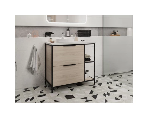 Тумба дуб/черный 80,4 см Cersanit Bosquet A63012