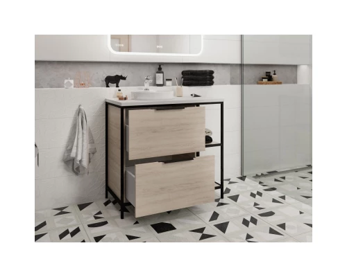 Тумба дуб/черный 80,4 см Cersanit Bosquet A63012