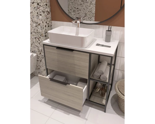 Тумба дуб/черный 80,4 см Cersanit Bosquet A63012