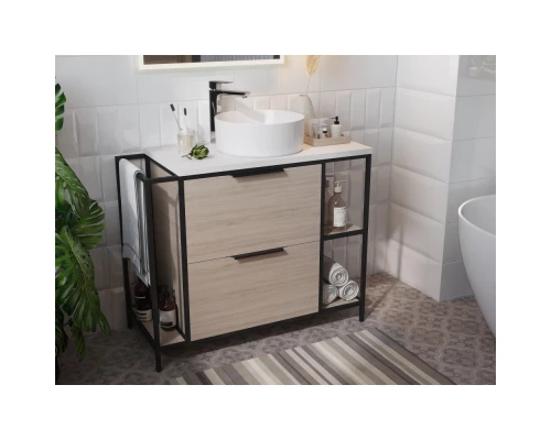 Тумба дуб/черный 100,2 см Cersanit Bosquet A63013