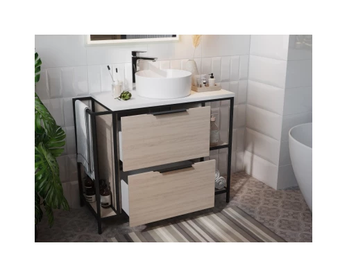 Тумба дуб/черный 100,2 см Cersanit Bosquet A63013