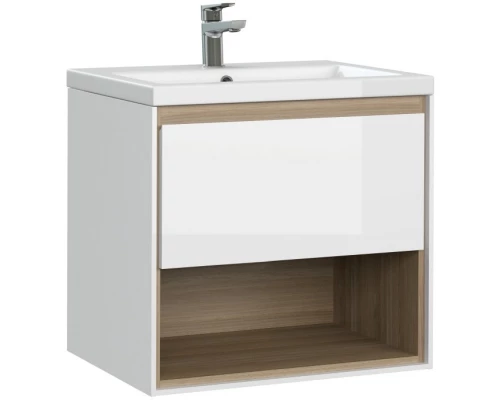 Тумба белый глянец/дуб 58,2 см Cersanit Louna SZ-LOU-CO60/Wh