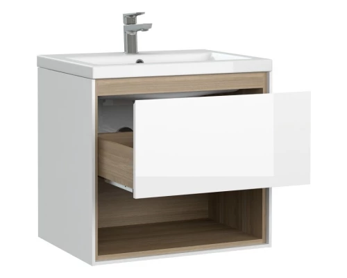 Тумба белый глянец/дуб 58,2 см Cersanit Louna SZ-LOU-CO60/Wh