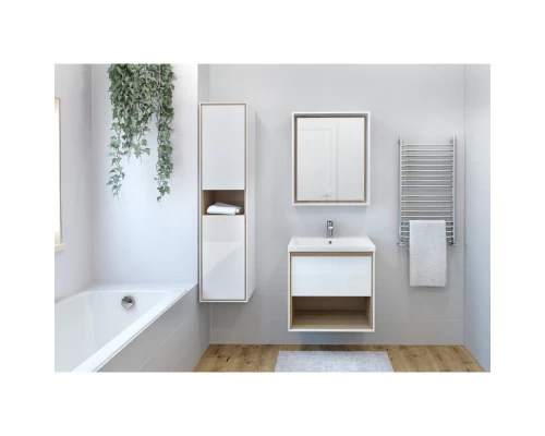 Тумба белый глянец/дуб 58,2 см Cersanit Louna SZ-LOU-CO60/Wh