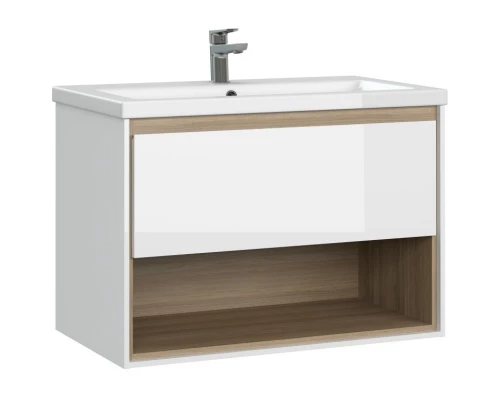 Тумба белый глянец/дуб 76,2 см Cersanit Louna SZ-LOU-CO80/Wh