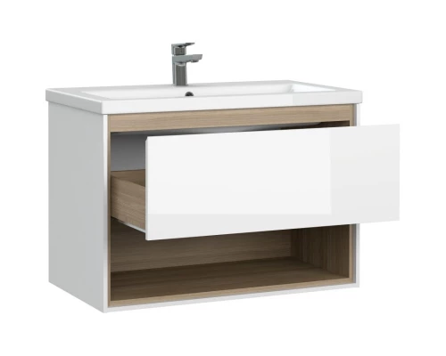 Тумба белый глянец/дуб 76,2 см Cersanit Louna SZ-LOU-CO80/Wh