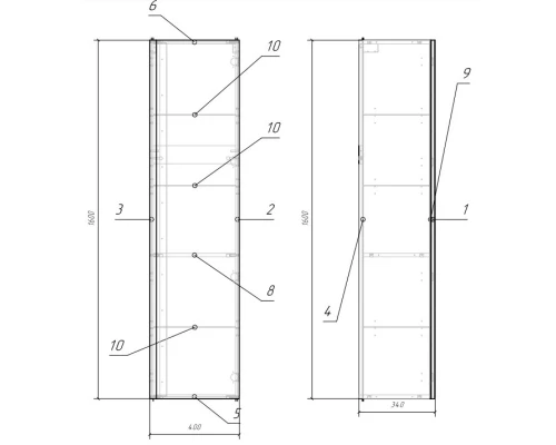 Пенал подвесной белый глянец L/R Cersanit Moduo SL-MOD/Wh