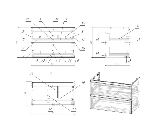Тумба белый глянец 79,4 см Cersanit Moduo SZ-MOD80-BL/Wh