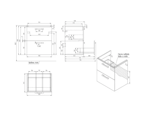 Тумба белый глянец 58,5 см Cersanit Melar 64128
