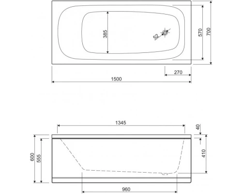 Акриловая ванна 150x70 см Cezares Eco ECO-150-70-41-W37