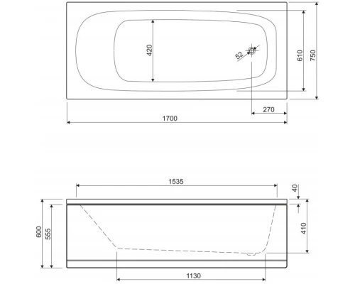Акриловая ванна 170x75 см Cezares Eco ECO-170-75-41-W37