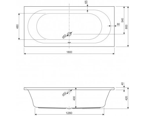 Акриловая ванна 180x80 см Cezares Metauro METAURO-180-80-42-W37