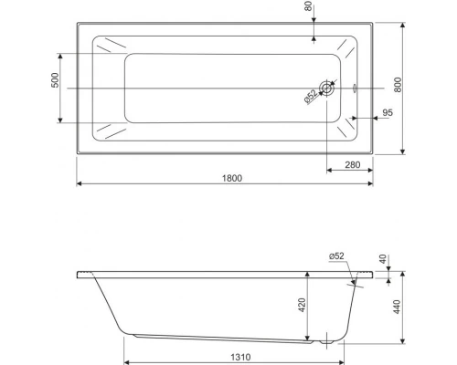 Акриловая ванна 180x80 см Cezares Plane solo mini PLANE SOLO MINI-180-80-42-W37