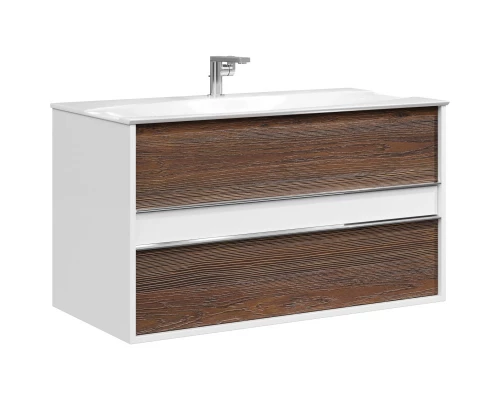 Тумба с раковиной белый глянец/крафт темный 100 см Clarberg Evolution EV0110CD + Pap.10.04.WG