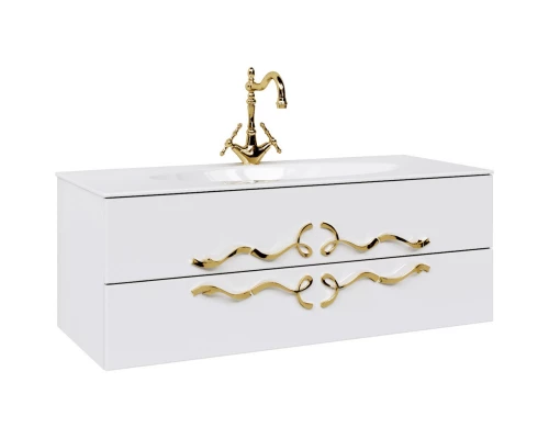 Тумба с раковиной белый глянец 120 см Clarberg Due Amanti DUE0112W + EL.12.04.D + DUER4GL