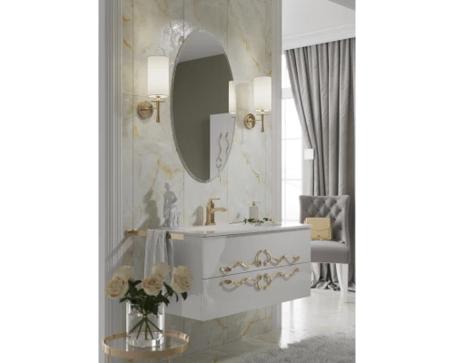 Тумба с раковиной белый глянец 120 см Clarberg Due Amanti DUE0112W + EL.12.04.D + DUER4GL