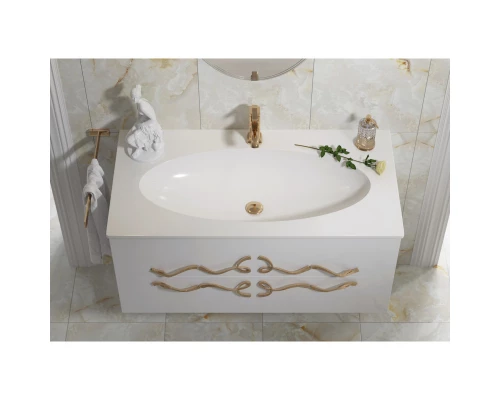 Тумба с раковиной белый глянец 120 см Clarberg Due Amanti DUE0112W + EL.12.04.D + DUER4GL