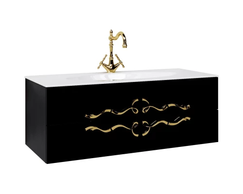 Тумба с раковиной черный глянец 120 см Clarberg Due Amanti DUE0112BLK + EL.12.04.D + DUER4GL