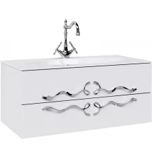 Тумба с раковиной белый глянец 100 см Clarberg Due Amanti DUE0110W + EL.10.04.D + DUER4CR
