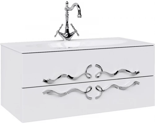 Тумба с раковиной белый глянец 100 см Clarberg Due Amanti DUE0110W + EL.10.04.D + DUER4CR