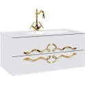 Тумба с раковиной белый глянец 100 см Clarberg Due Amanti DUE0110W + EL.10.04.D + DUER4GL