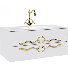 Тумба с раковиной белый глянец 100 см Clarberg Due Amanti DUE0110W + EL.10.04.D + DUER4GL