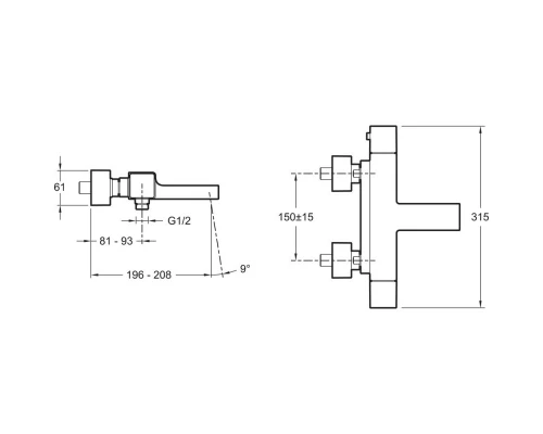 Термостат для ванны Jacob Delafon Strayt E9127-CP + E99898RU-CP