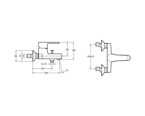 Смеситель для ванны Jacob Delafon July E16033-4-CP + E32910-CP