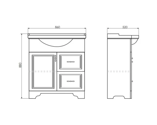 Тумба с раковиной слоновая кость 86 см Comforty Севилья 00003132626